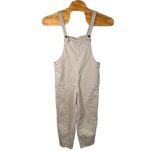 Tricot Womens Small Tan khaki Cropped Straight Leg Overalls Relaxed Fit Boho